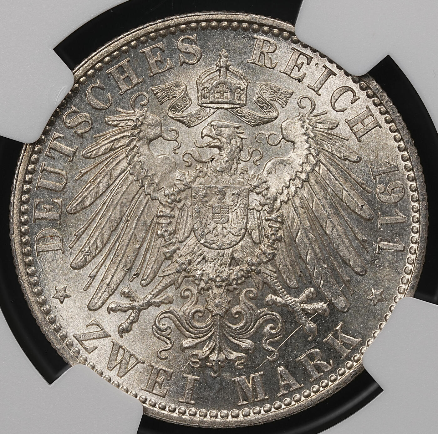 修遠堂世界钱币第110期 NGC MS64 1911年巴伐利亚摄政王90大寿纪念2马克银币