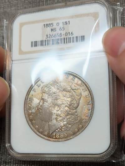NGC评级MS65古董盒1885年O版摩根银元 - NGC评级MS65古董盒1885年O版摩根银元
