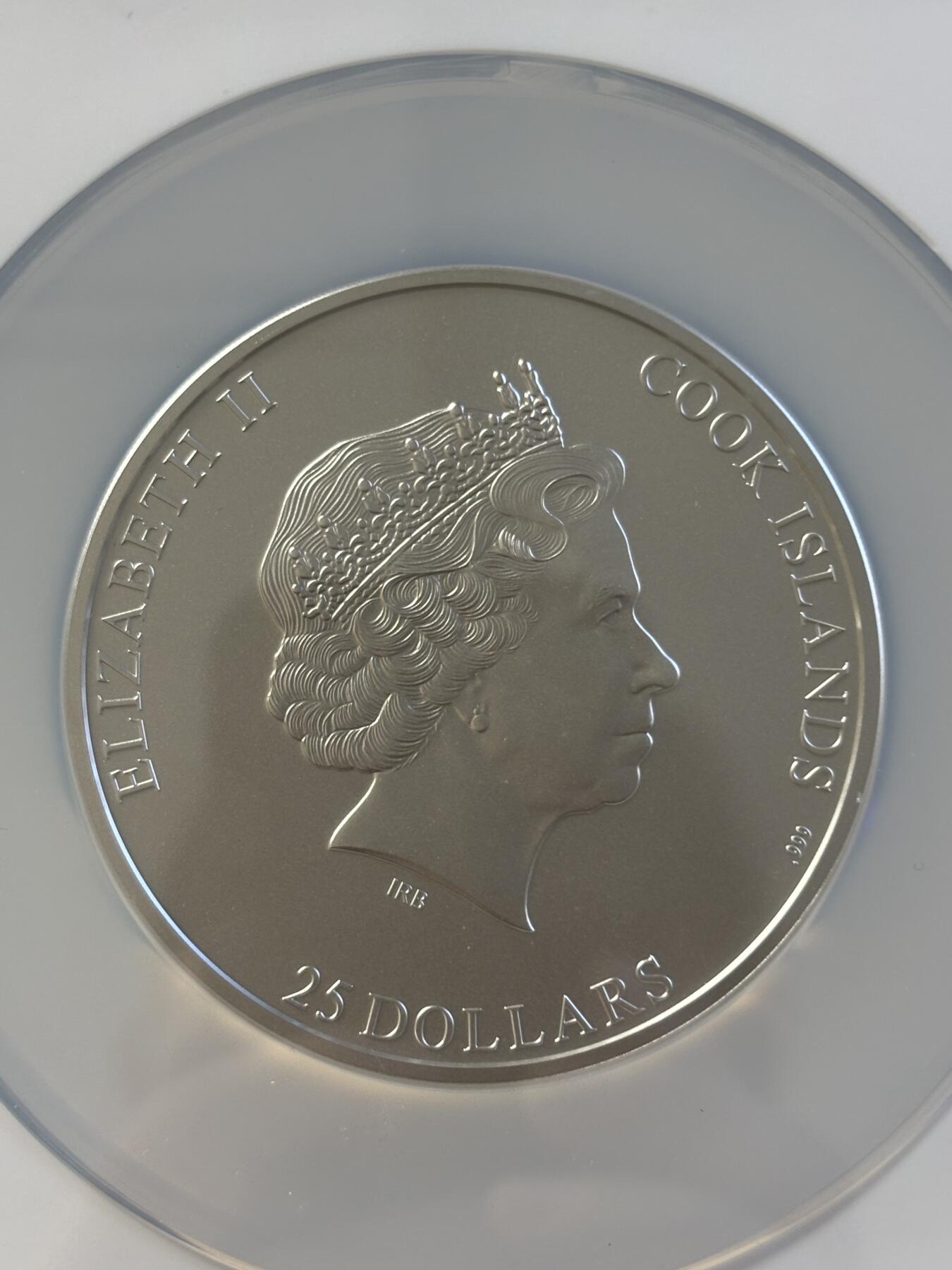 第197期拍卖 库克2020年七大峰系列查亚峰5盎司银币NGC-MS70，999银，发行777枚