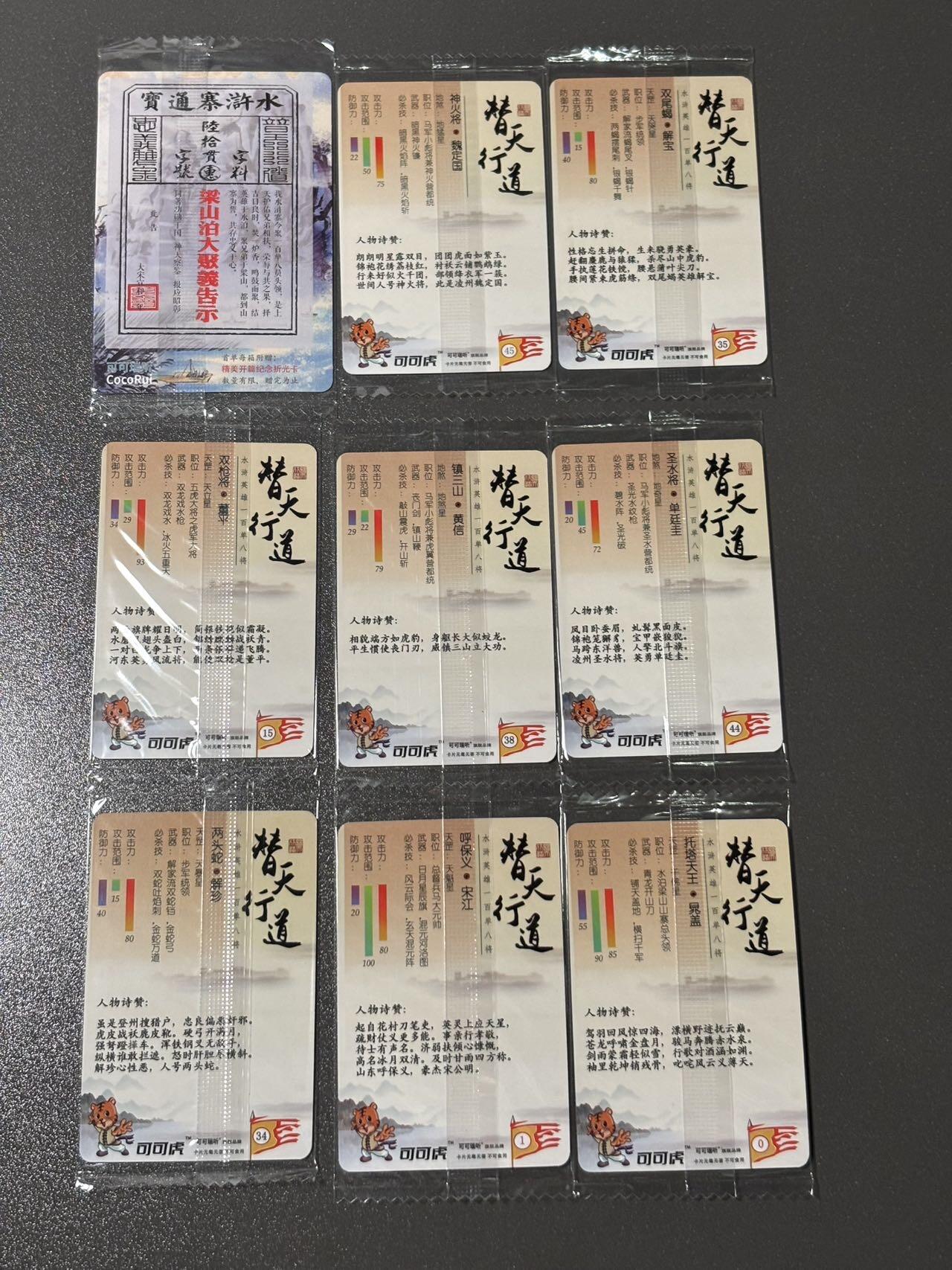 【梨花风起正清明】小王子卡拍第二十四场  可可虎 食玩卡 替天行道 8张➕1卡头 普卡 原袋好品