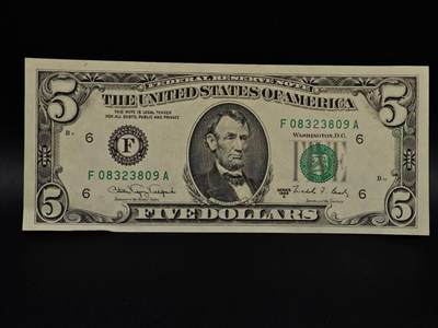  【淘币小摊】限时拍第八百九十拍   纸币场    每周一统一发货 - 美国5美元纸币【有折】