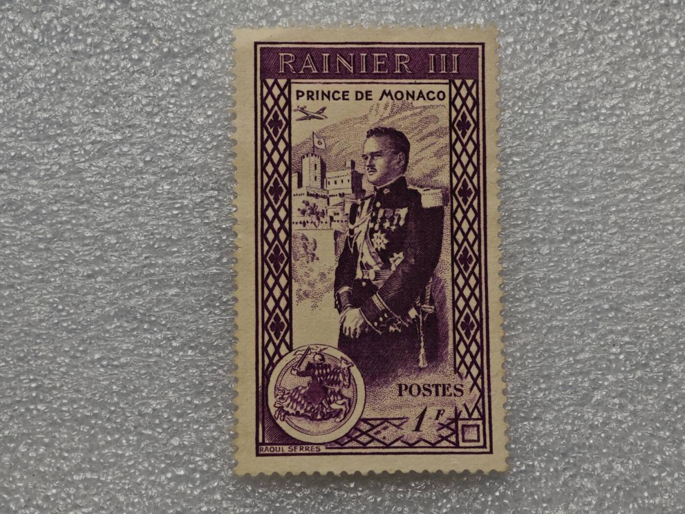  【淘币小摊】限时拍第八百九十一拍  外国老邮票 印花税票 火花纸品场    每周一统一发货 摩纳哥1950年1法郎邮票全新未使用