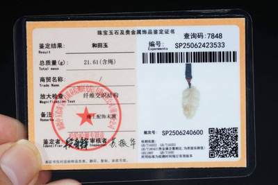 上海都达杂项专场103【全场包邮】  天然和田玉青花籽精雕《金枝玉叶》挂件 附鉴定证书66-142
