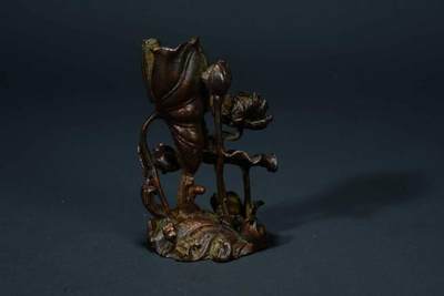 上海都达杂项专场103【全场包邮】  铜制莲年有鱼香插小摆件66-5