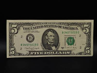  【淘币小摊】限时拍第八百九十拍   纸币场    每周一统一发货 - 美国5美元纸币【有折】