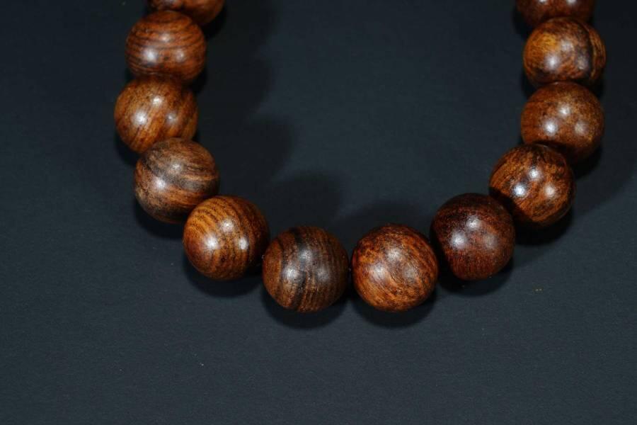 上海都达杂项专场六十六【全场包邮】 海南黄花梨虎皮纹1.2圆珠手串66-322