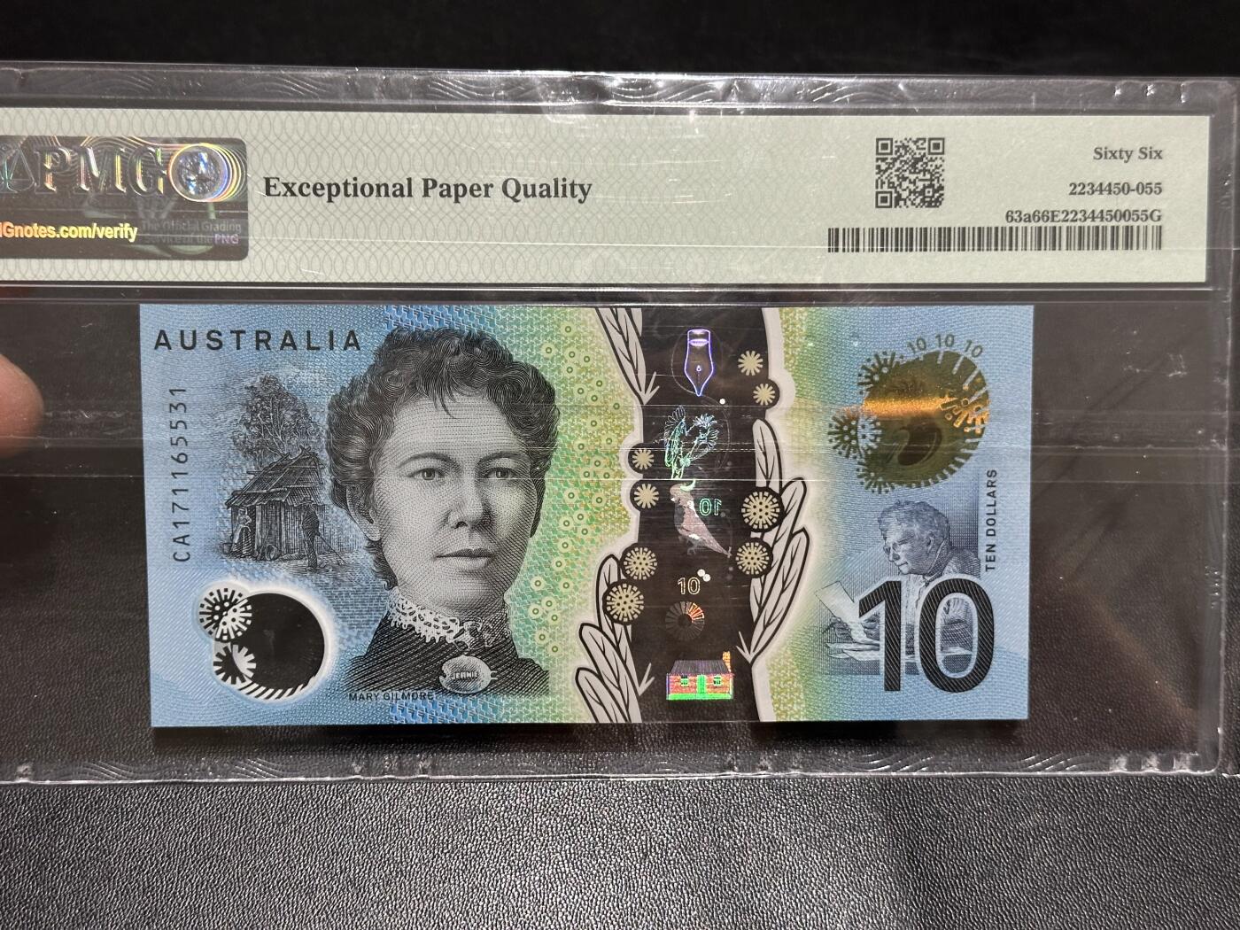 《外钞收藏家》第六百二十四期（精品场）（长期征集拍品、欢迎藏友们联系合作） 2017年澳大利亚10元 塑料钞 PMG66 无47尾5531