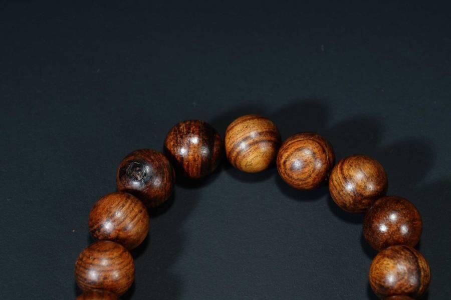 上海都达杂项专场六十六【全场包邮】 海南黄花梨虎皮纹1.2圆珠手串66-322