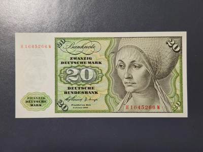 4月6号晚上8点 中外纸币自动截拍第52场 - 20马克 新品 初版1960
