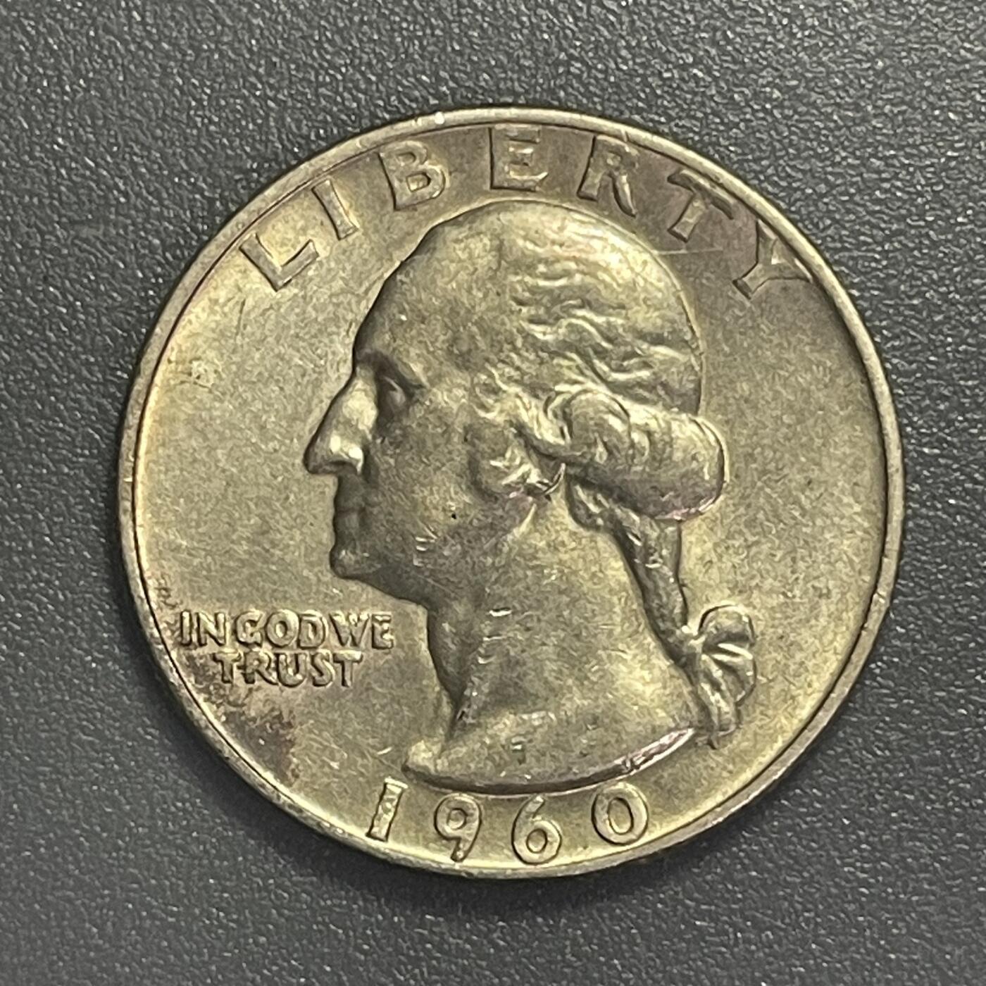 回流0405 美国1960年D版华盛顿25美分银币 银价6.25*0.9*18=101元