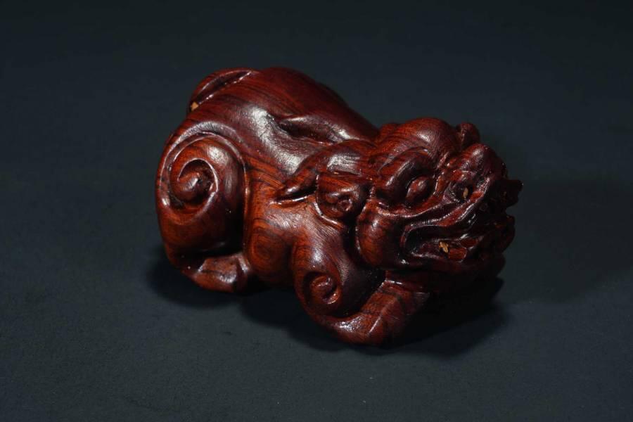 上海都达杂项专场六十六【全场包邮】 海南黄花梨精雕《瑞兽貔貅》小摆件62-252