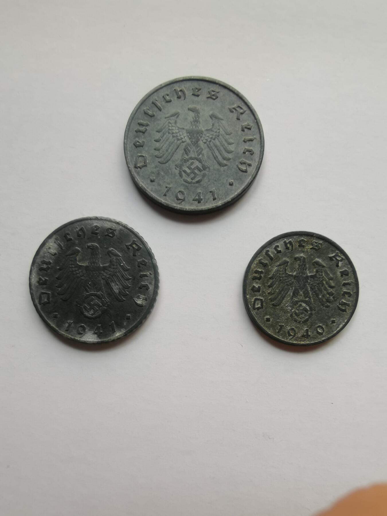 德意志第三帝国w字芬尼全A厂一套，面值1，5，10芬尼，历史收藏🥳