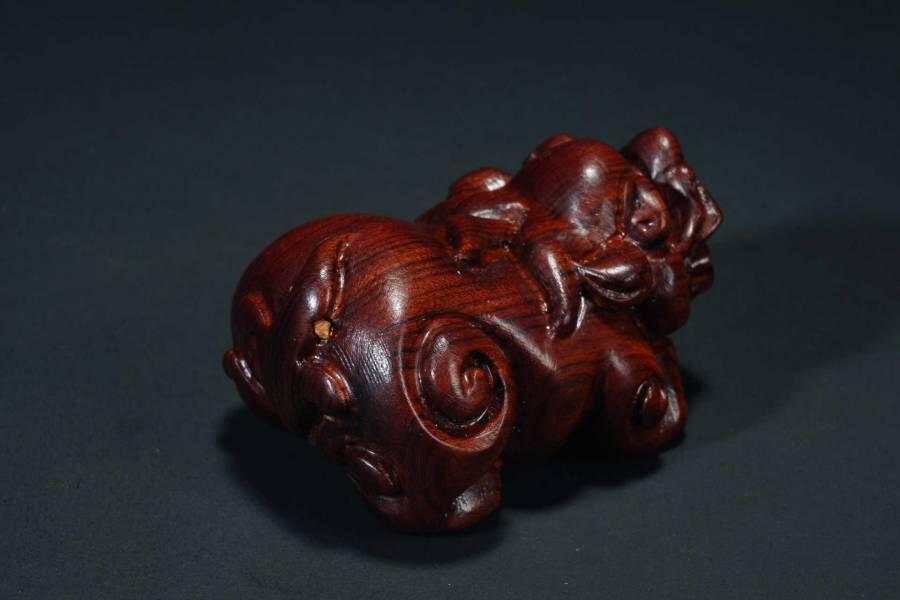 上海都达杂项专场六十六【全场包邮】 海南黄花梨精雕《瑞兽貔貅》小摆件62-252