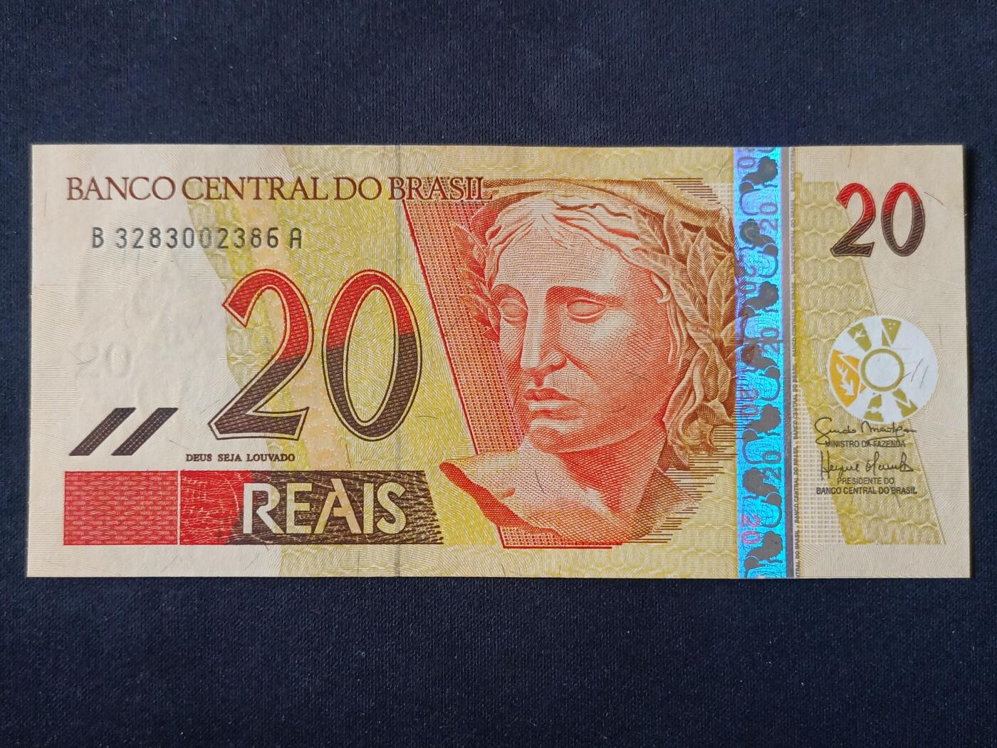 【游宝拍卖】丙午马年第20期 周六截拍 巴西-20雷亚尔【BA冠 无47永恒号 3283002386 全新UNC】