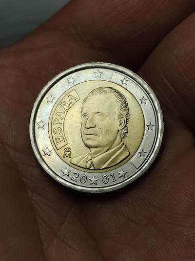 2026年第四十场(总第二百零九场）外国好品散币场(免佣金) - 西班牙🇪🇸2001年2欧元(第一版欧洲地图，胡安·卡洛斯一世时期)