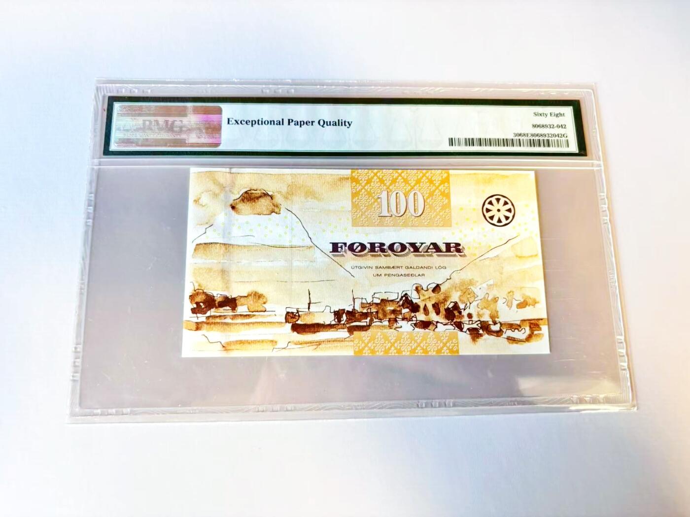 【Blue Auction】世界纸币精拍第805期——18级TOP拍卖/信誉/品质/专业/高效💫 法罗群岛 2011年100克朗  PMG68EPQ 高分