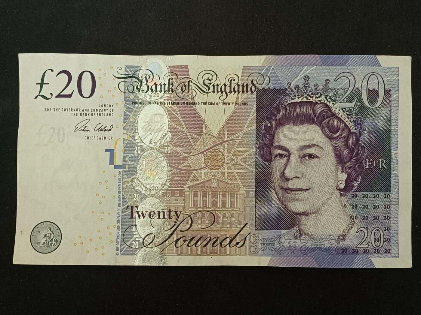 【游宝拍卖】丙午马年第20期 周六截拍 英国-20镑【2006版 亚当斯密 朦胧号KC09928089 流通好品VF】