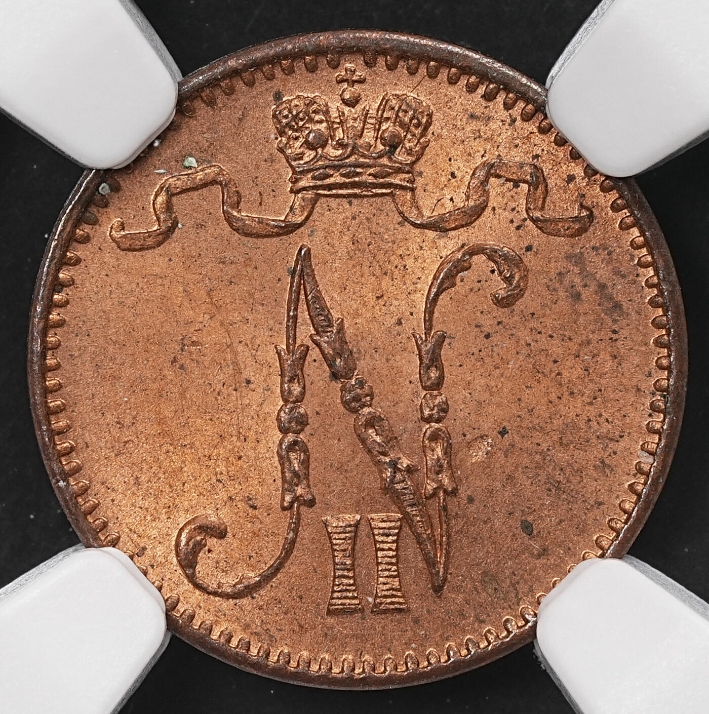 修遠堂世界钱币第110期 NGC MS65RB 1914年芬兰1盆尼