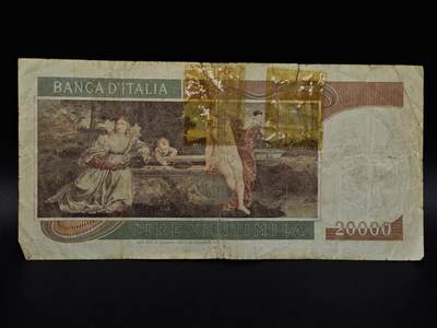  【淘币小摊】限时拍第八百九十拍   纸币场    每周一统一发货 - 意大利20000里拉纸币【有折胶带】