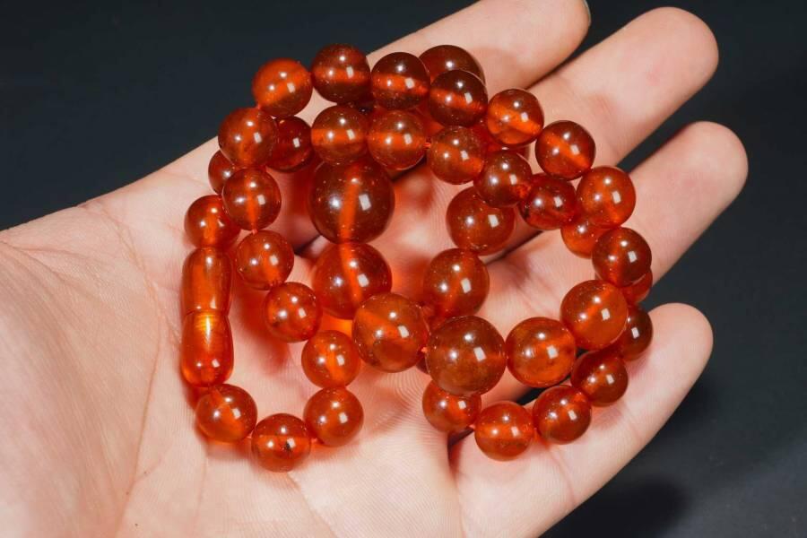 上海都达杂项专场七十二【全场包邮】 清代 琥珀塔珠项链61-326