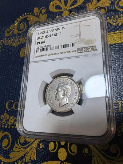 长老汇马年精选第十五场拍卖 - 1950英国乔治六世1先令苏格兰精制铜镍币，NGC PF64