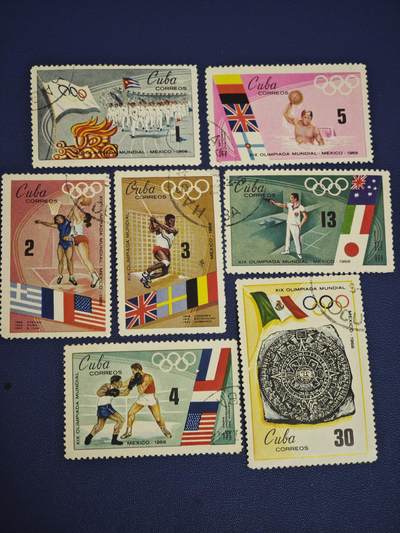 橙子收藏第七期 - 古巴1968年墨西哥城第19届夏季奥运会纪念信销邮票 全套7枚。承载了冷战时期拉美社会主义国家的体育文化认同，是奥运专题、古巴邮票、拉美邮票收藏的经典藏品。