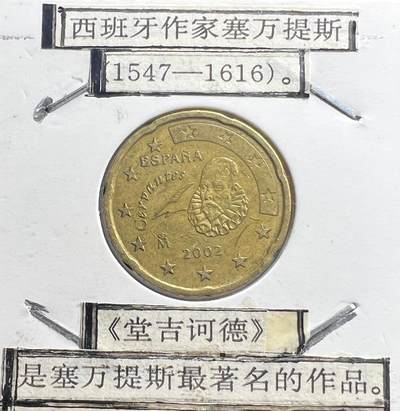 2002 年西班牙 20 欧分欧元硬币 塞万提斯《堂吉诃德》主题 欧洲钱币 详情介绍 - 2002 年西班牙 20 欧分欧元硬币 塞万提斯《堂吉诃德》主题 欧洲钱币 详情介绍