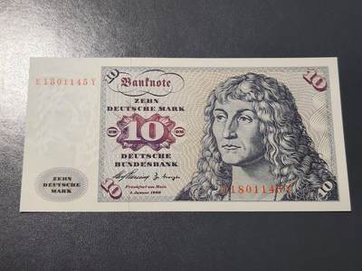 4月6号晚上8点 中外纸币自动截拍第52场 - 10马克全新 初版1960