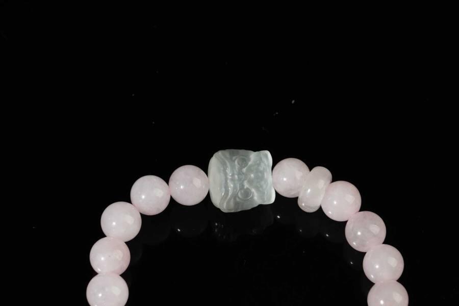 上海都达杂项专场七十二【全场包邮】 天然粉晶醒狮手串61-203