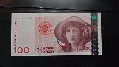 世界钱币～微拍第243期暨2026年第24期  老库存每款各1-2张清仓低价起拍 - 2006年挪威100克朗 全新绝品无4尾号971