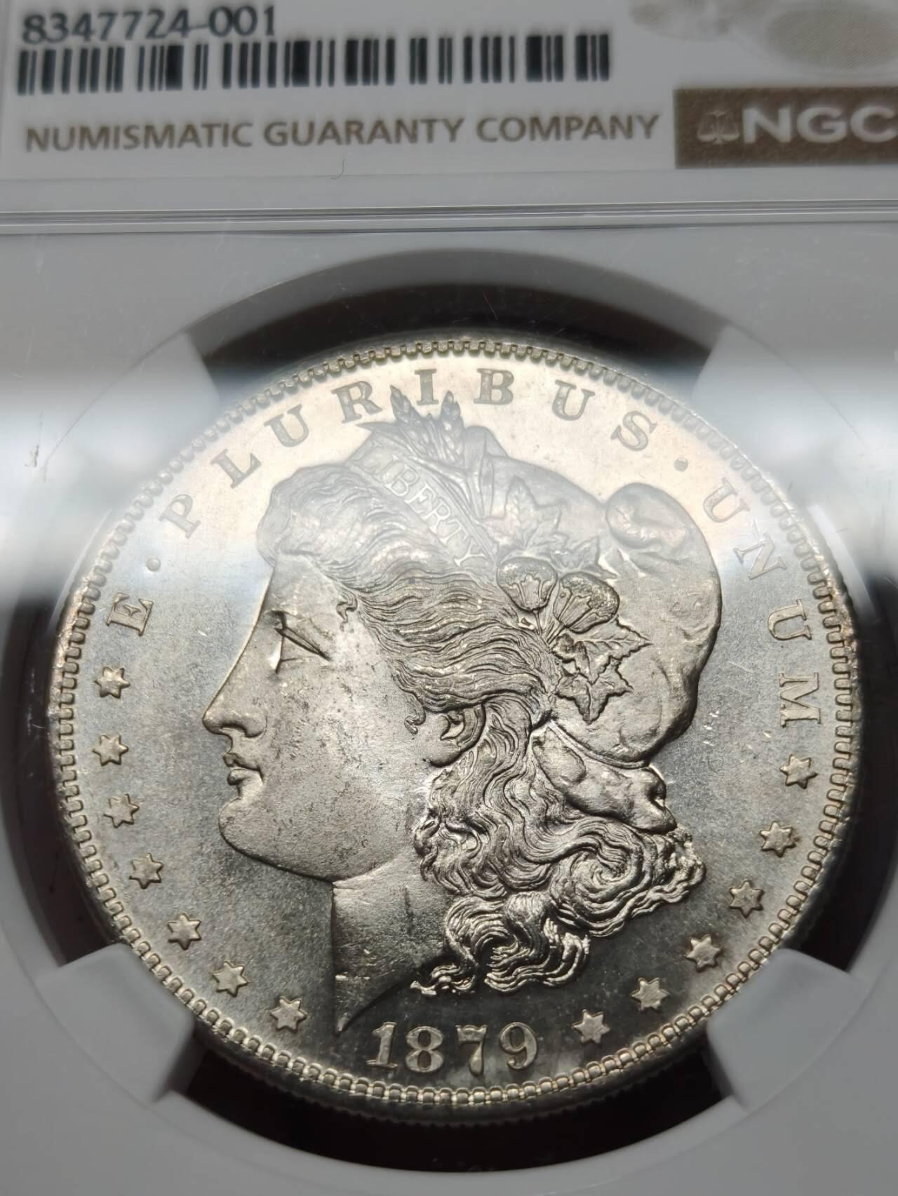 NGC评级MS64银霜1879年S版美国摩根银元