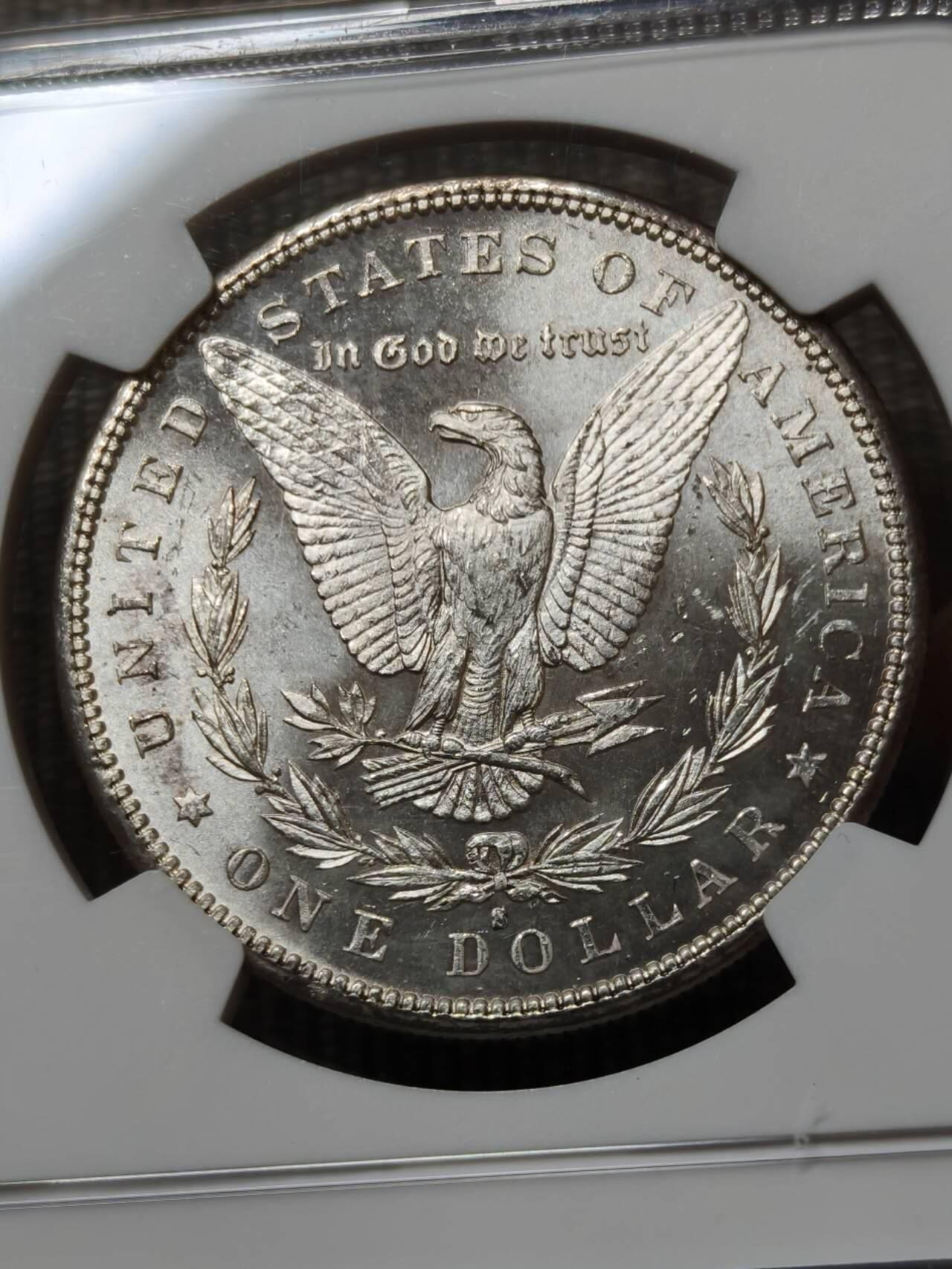 NGC评级MS64银霜1879年S版美国摩根银元