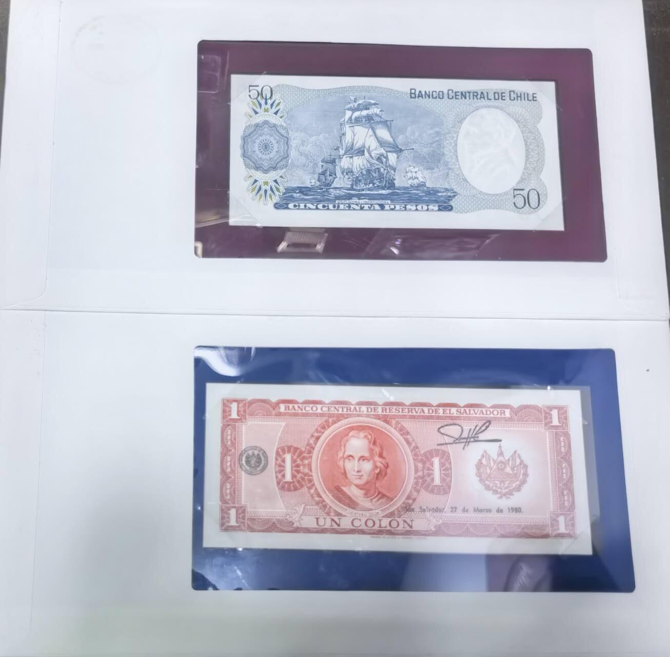 北京马甸外国币专卖第150期，外国纸币专场，陆续上拍，欢迎关注 美国福兰克林造币厂邮币封：智利，萨尔瓦多