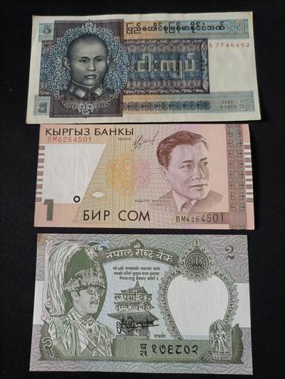 【游宝拍卖】丙午马年第20期 周六截拍 - 缅甸 吉尔吉斯 尼泊尔 3张 AU/AU-