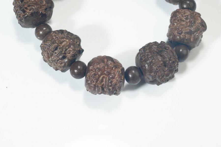 上海都达杂项专场七十二【全场包邮】 天然黑檀木手工精雕招财貔貅手串61-132