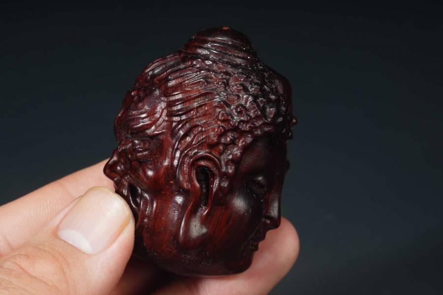 上海都达杂项专场六十六【全场包邮】 印度小叶紫檀精雕《一念之间》挂件62-251