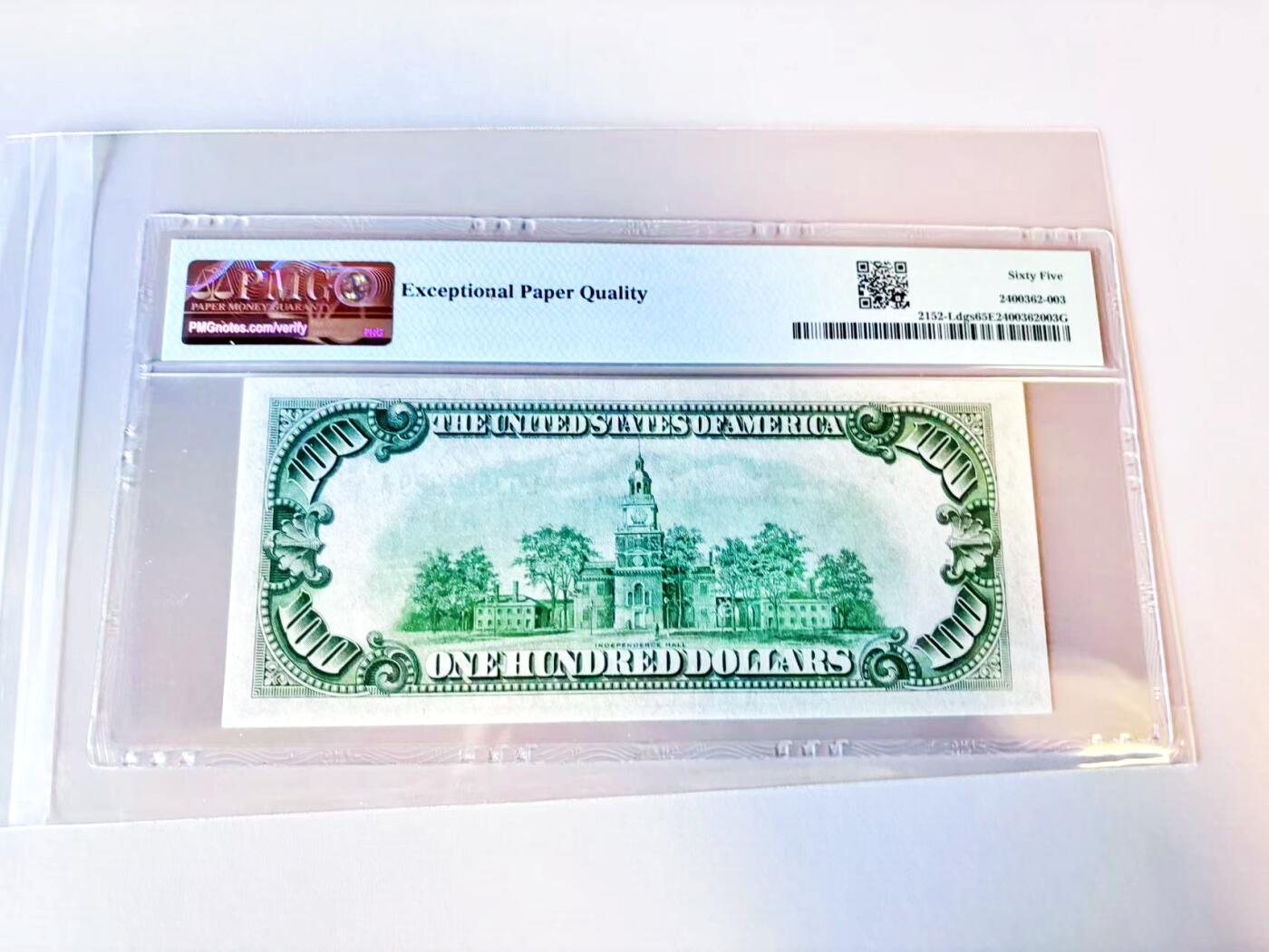 【Blue Auction】世界纸币精拍第805期——18级TOP拍卖/信誉/品质/专业/高效💫 【无47】美国 1934年100美金  PMG65EPQ 少见旧金山版