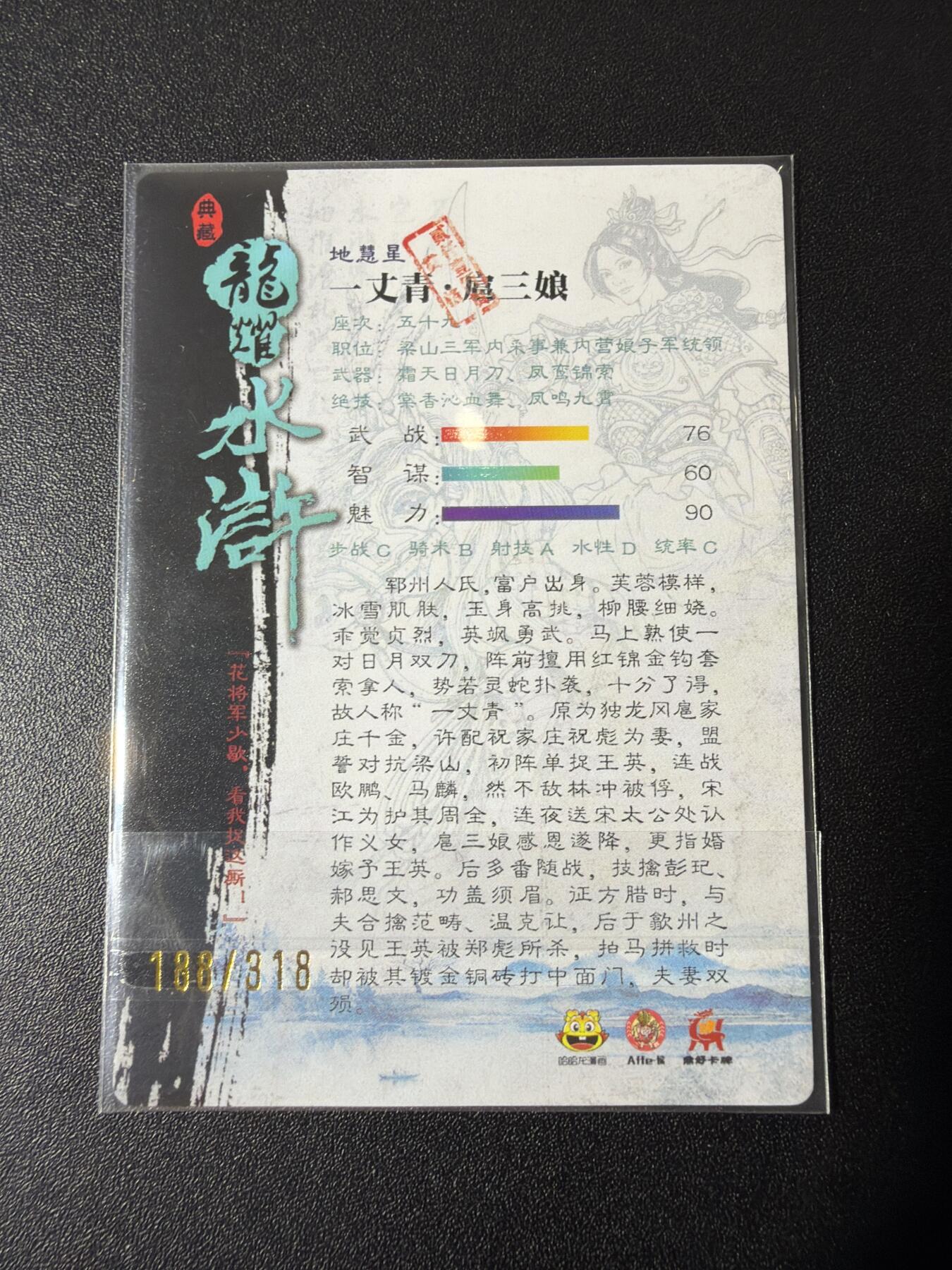 NO.29 好又多金牌大场，每周一站式配齐，方便凑单！（卖家送拍0抽成！周6晚9点截拍！） 【188/318编】鼎好卡牌 龙耀水浒 扈三娘 光刻