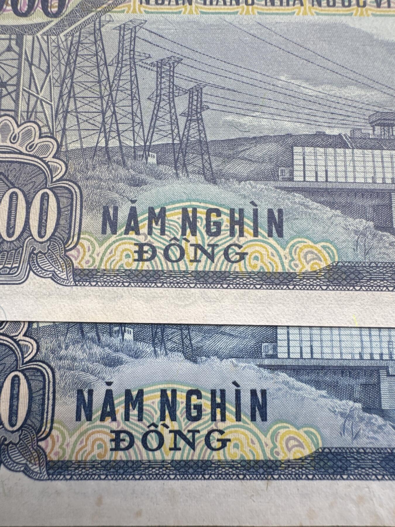 桂P钱币文化工作室拍卖第四十九期 越南1991年版5000盾，凹凸两种不同版，凸版为早期版，少见