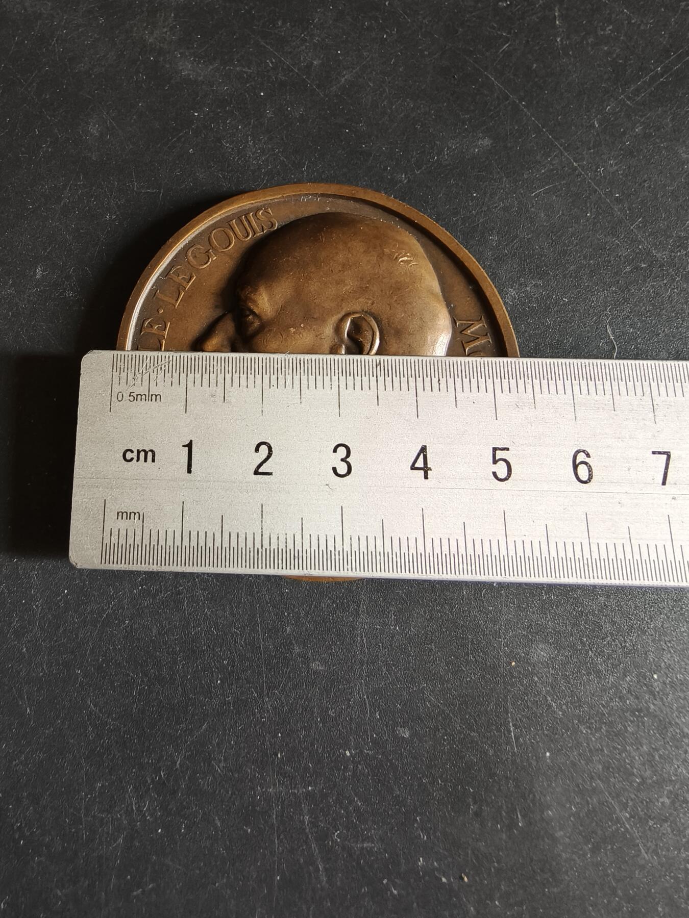 老王徽章第191期 法国1933年索邦大学荣誉教授埃米尔·勒古瓦大铜章     高浮雕     直径54mm     重量75g