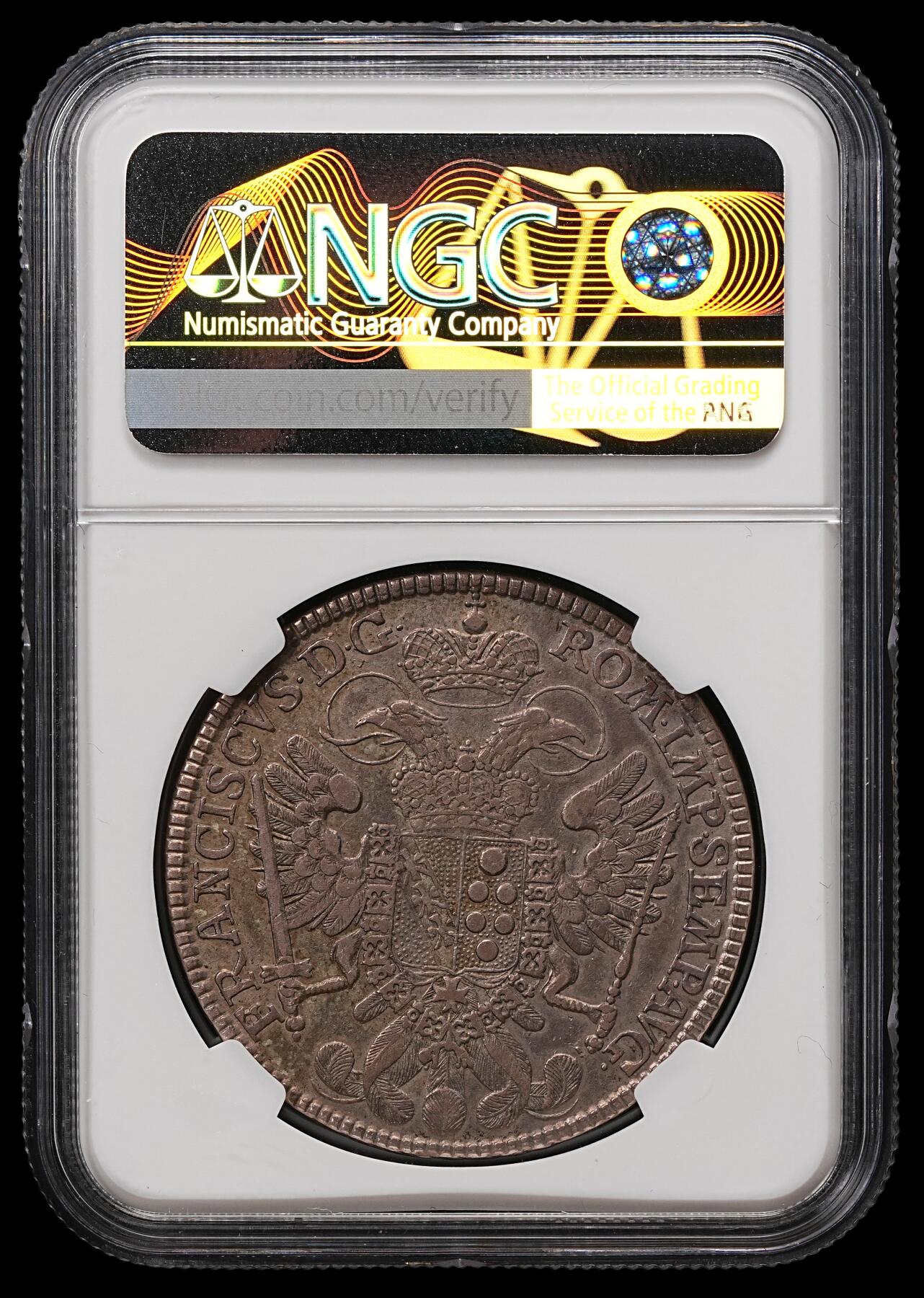 修遠堂世界钱币第110期 NGC VF20 1765年神圣罗马帝国纽伦堡自由帝国市1泰勒大银币，经典和平女神手持橄榄枝图案