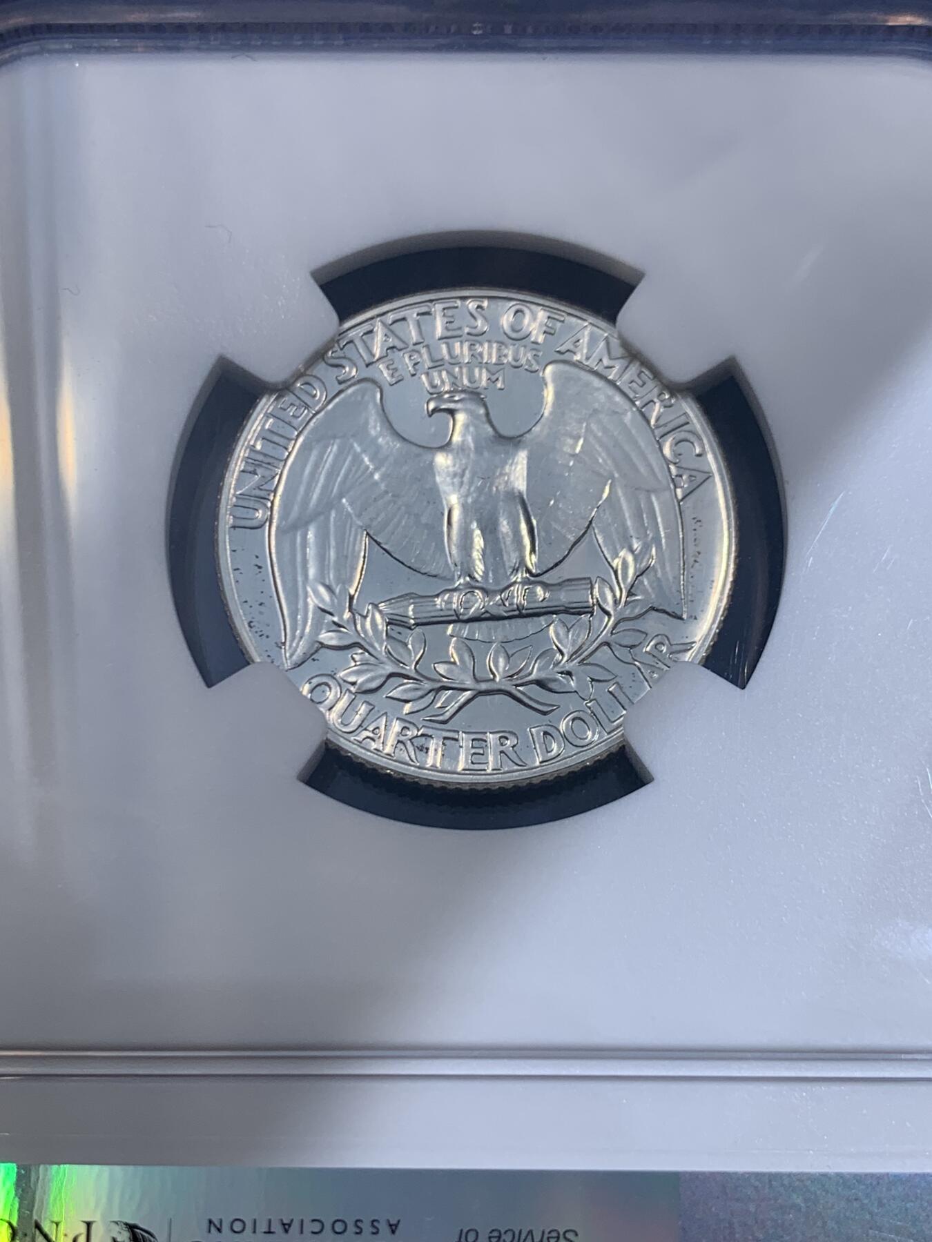 《竞宝斋》第477场 周日，周一 2场连拍 （全场包邮）欢迎送拍 NGC PF66 美国1956年富兰克林25美分精制银币