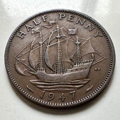 🌹外币初藏🌹🐯2026年第38场   每周二四六晚8️⃣点 世界钱币 - 英国 1947年 乔治六世 半便士