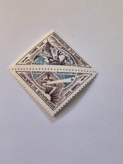 杂票 - 达荷美邮票 196年三年形日像仪新2枚雕三角型票