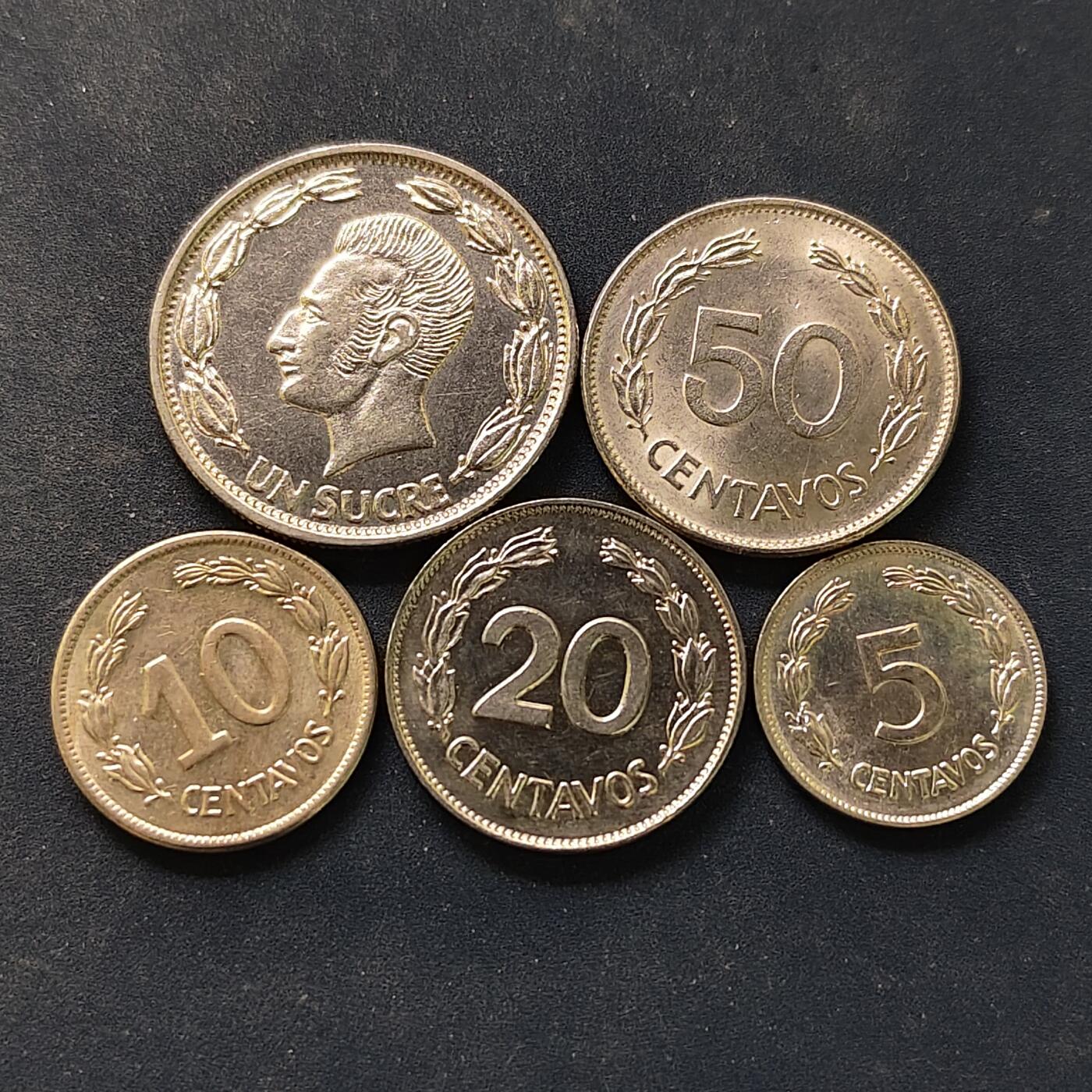 【全场包邮】纯粹捡漏拍518场 厄瓜多尔1946-1977年5枚套币