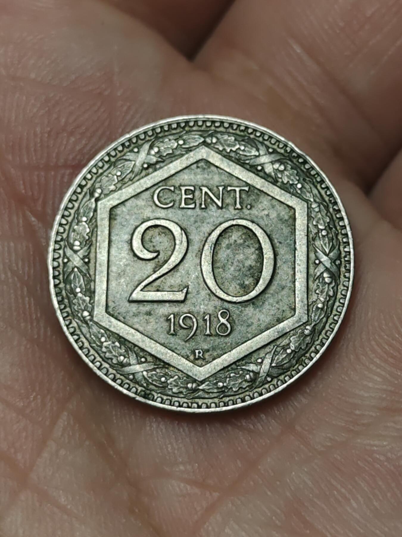 2026年第四十一场(总第二百一十场）外国好品散币场(免佣金) 好品–意大利王国1918年20分(维托里奥·埃马努埃莱三世时期第三套，首发年仅发行3年)