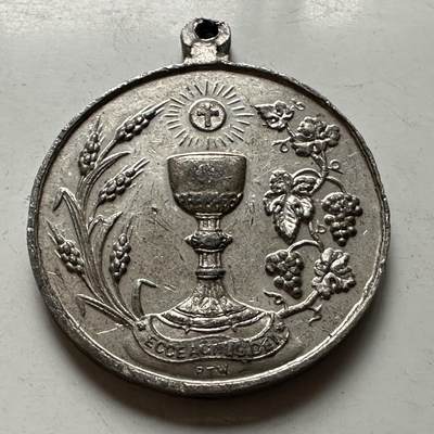 🌹外币初藏🌹🐯2026年第38场   每周二四六晚8️⃣点 世界钱币 - 英国维多利亚时期 基督教 首次圣餐纪念章 圣杯图案 33mm