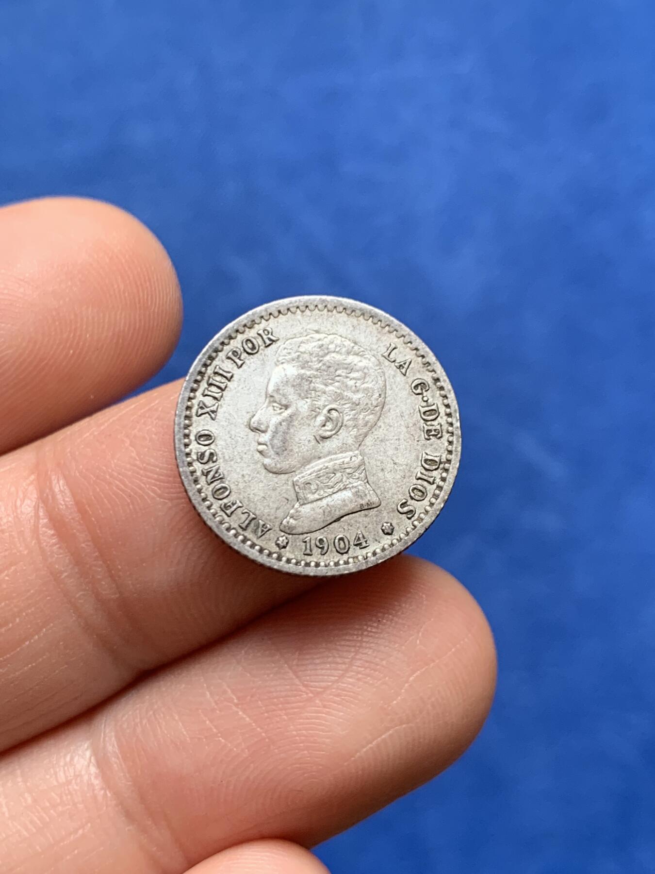 《竞宝斋》第477场 周日，周一 2场连拍 （全场包邮）欢迎送拍 三枚一组 少见面值 欧陆1/2小银币：西班牙1904年阿方索十三世50分、比利时1886年利奥波德二世50分、法国1873年50生丁，总重7.37克，流通好品