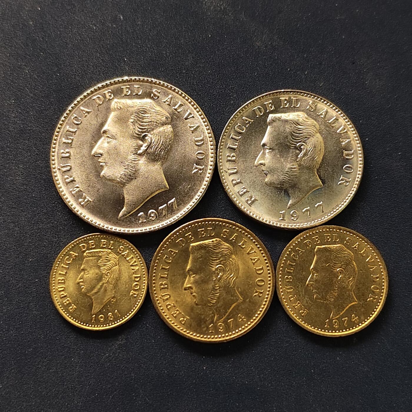 【全场包邮】纯粹捡漏拍518场 萨尔瓦多1974-1981年5枚套币