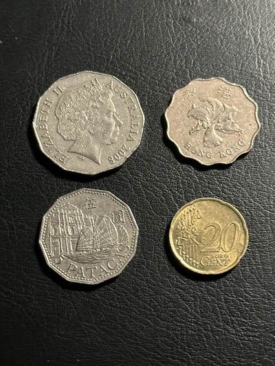 丙午马年四月第二场 。本期更新各类稀有品种 - 4枚异体硬币。香港澳门都是回归前的好年份，欧元是02年初代版本。（不设起拍，放漏）